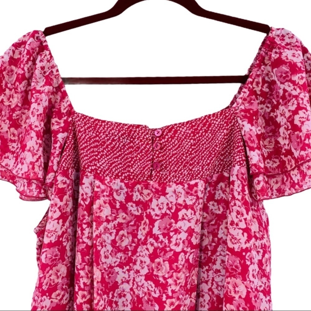 APT 9 Pink Chiffon Off The Shoulder Floral Top - Picture 5 of 8